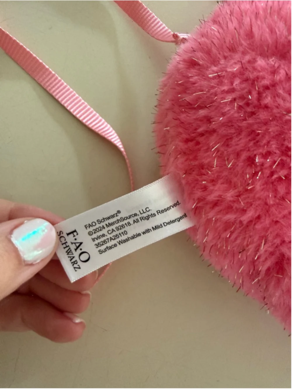 Girls FAO Schwarz Pink Teddy Bear Crossbody Bag One Size